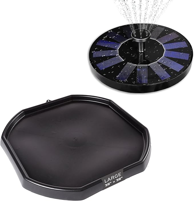 MEKA Tuff Tray with Solar Fountain, Sensory Water Play Tray for Kids, Outdoor Indoor Messy Play, STEM Activities, Classroom or Home Use ((Black, Large 38" x 38"))