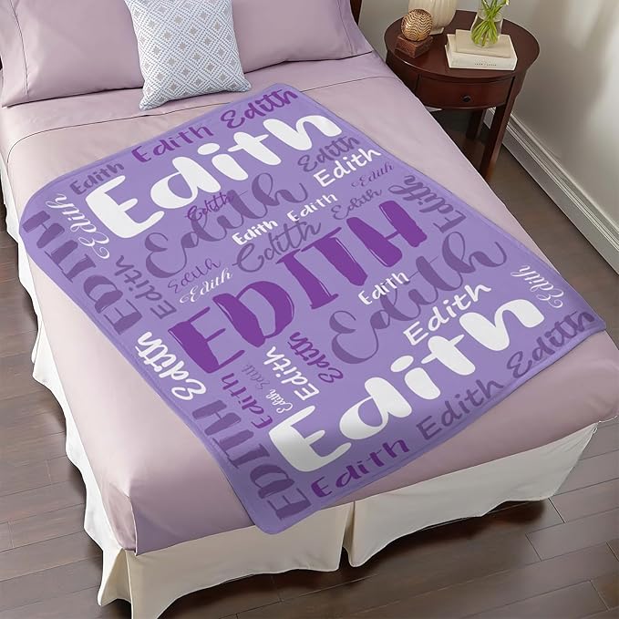 Personalized Custom Baby Blanket with Name for Girls Boys Kids Customized Flannel Blanket for Bed Nursery Room Baby Stroller