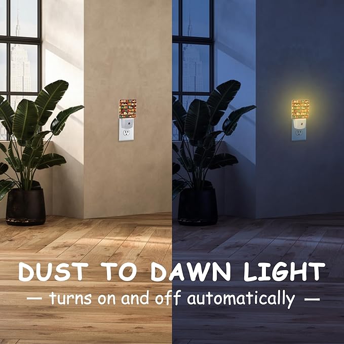 Retro Bookshelf Plug Night Light,Funny Library Book Night Light Lamp Auto Sensor Energy Efficient Dusk to Dawn Lights for Girls Boys Women Room Decor,Hallway,Kitchen,Bathroom,Nursery,Stairs