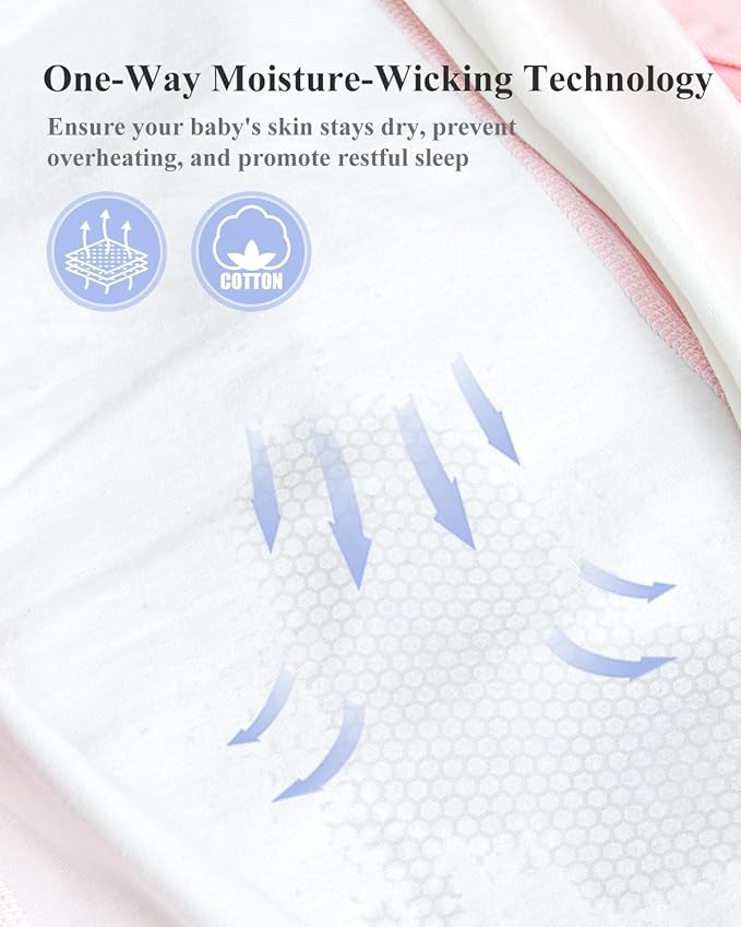 Transition Baby Swaddle 3-6 Months 12-18 lb, Arms In/Out Swaddle Sleep Sack with 2-Way Zipper Moisture-Wicking Fabric, Improves Sleep Snug Fit Helps Calm Startle Reflex,1Pack,Pink