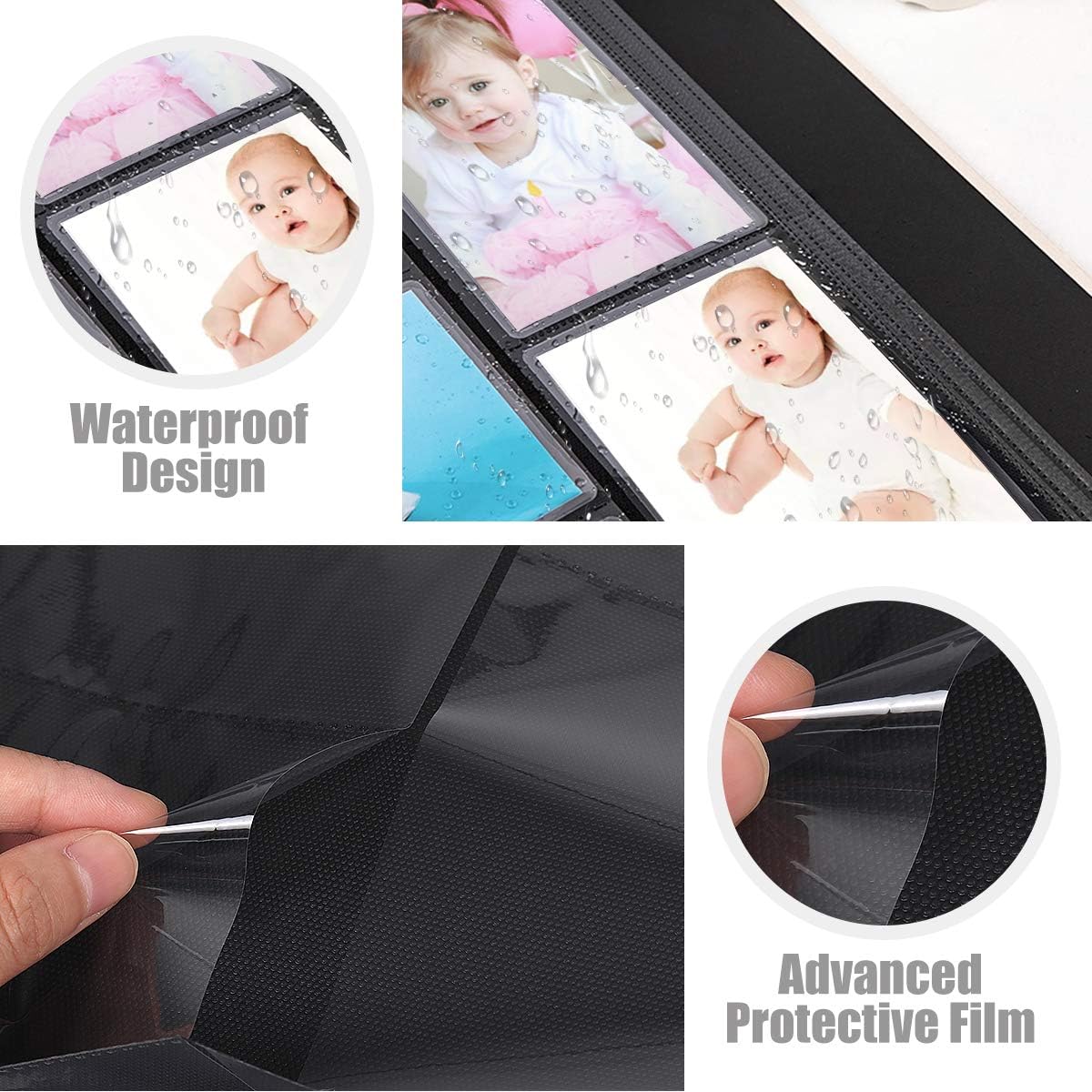 RECUTMS Photo Album 4x6 600 Photos Black Inner Page Button Grain Leather Large Capacity Pockets Pictures Album Birthday Christmas Wedding Anniversary (Blue)