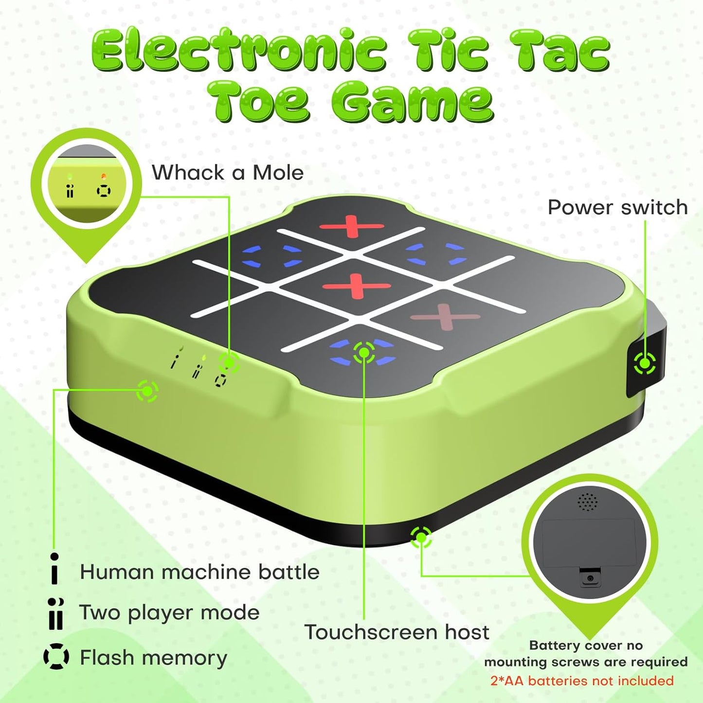 Electronic Tic Tac Toe Bolt Game, Handheld Digital Board Game, Electric Puzzle Game for Educational and Memory Growth, Portable Travel Games for Car Ride, Gift Ideal for Kids and Adults