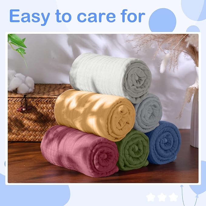 Peryiter 6 Pcs Muslin Hooded Baby Towels, 32"x 32" Cotton Newborn Bath Towel Muslin Infant Baby Blankets Absorbent Unisex Newborn Registry Gift Essentials for Girls Boys (Dark Color Series)