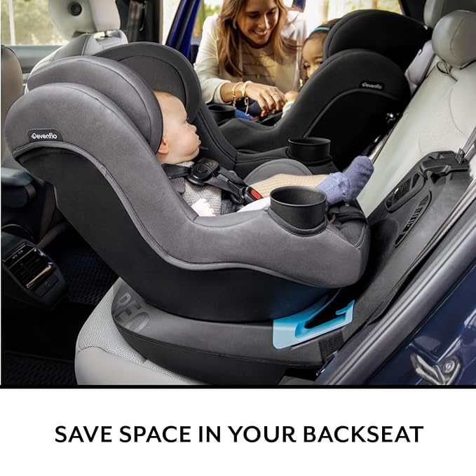 Evenflo REO by Revolve360 Rotating 2-in-1 Convertible Car Seat, 360 Degrees, Infant to Toddler, Forward and Rear Facing, Compact Design, One-time Install (Lenox)