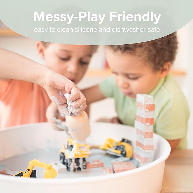 Inspire My Play 25 Mini Silicone Building Bricks for Construction Play Bin - Creativity Sensory Bin Filler