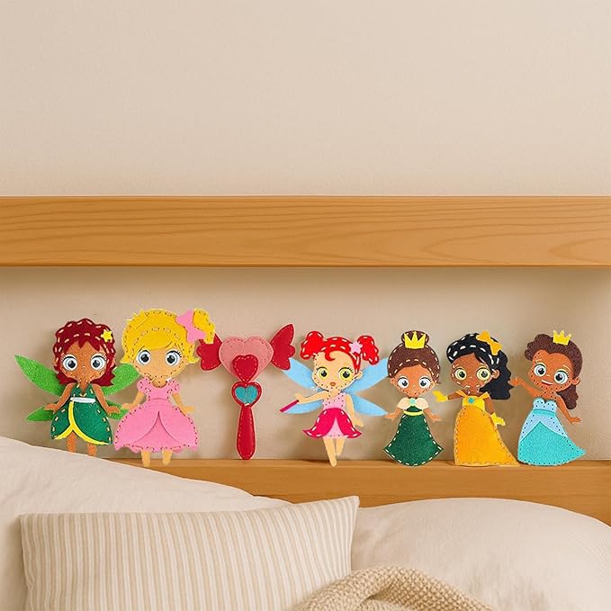 FYXGZZH Kids Beginner Sewing Kit – DIY Stuffed Craft Set with Pre-Cut Felt, Plastic Needle & Embroidery Thread, Educational Arts & Crafts for Boys & Girls Ages 6-12, Princess