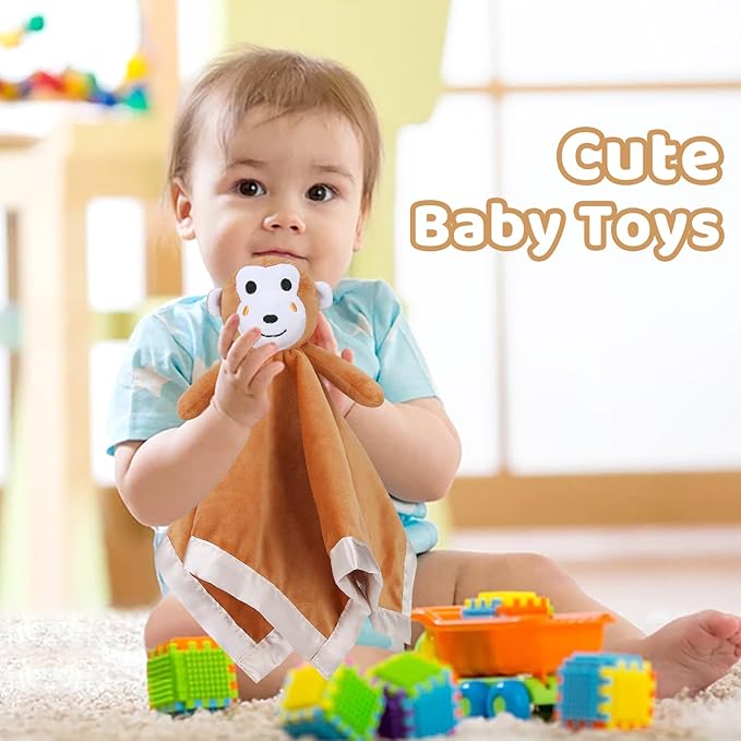 Pro Goleem Monkey Loveys for Babies, Soft Security Blanket Baby Snuggle Toy Newborn Stuffed Animals Baby Gifts for Boys and Girls, 16 Inch