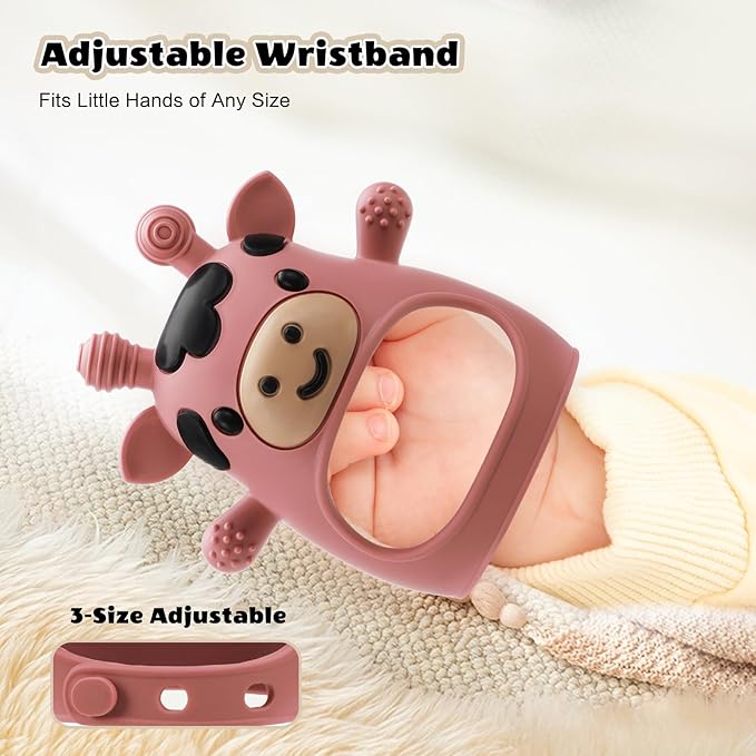 2 Pack Baby Teething Toys for 3-6 6-12 Months, Food Grade Silicone Infant Teether Mitten, Baby Essentials Teething Relief, Newborn Essentials Chew Toys for Sucking Needs