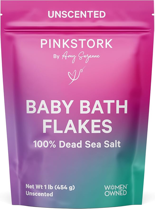 Pink Stork Baby Bath Flakes – Pure Magnesium Chloride Bath Soak for Infants + Toddlers – Fragrance-Free, Non-GMO, No Melatonin – Supports Bedtime Routine, Skin Comfort + Wellness – 16 oz