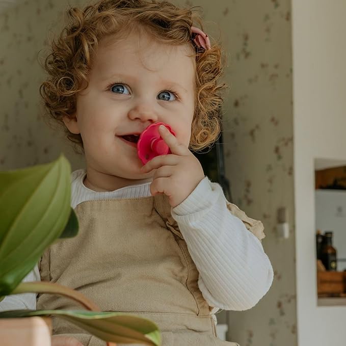 FRIGG SilkySoft Silicone Baby Pacifier 4-Pack Rosy Romance | Made in Denmark | BPA-Free (6-18 Months)