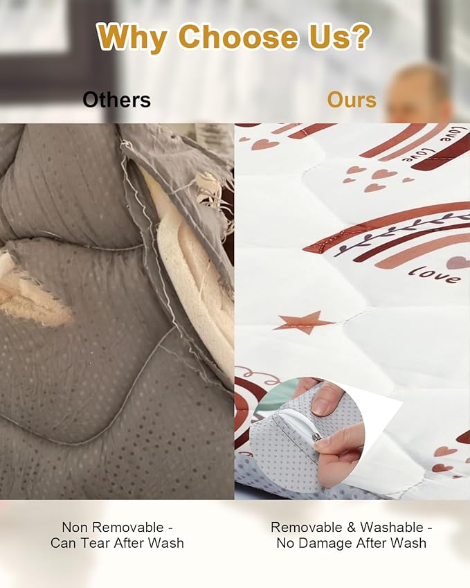 Premium Foam Baby Play Mat 71" x 59" with Removable Cover, Extra Thick Padding Playpen Mat, Non-Slip Floor Mat, Stylish & Easy to Clean for Crawling Baby, Infants & Toddlers, Rainbow