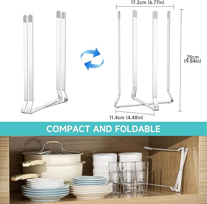 Foldable Bottle Drying Rack, Reusable Storage Bag Dryer, Space Saving Cup Draining Holder Drying Rack for Bottles, Plastic Bags, and Cups (1, Sliver)