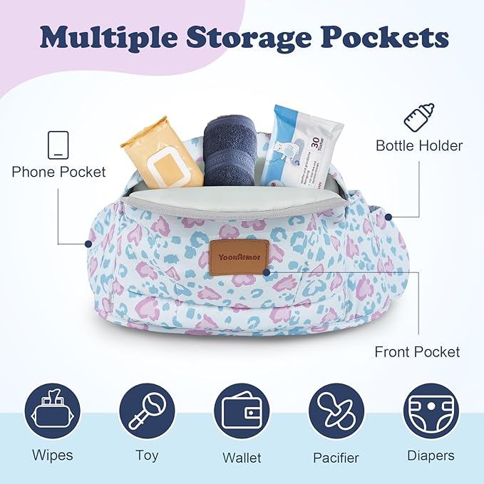 Baby Carrier with Hip Seat, Enhanced Safety, Hands-Free Support for Newborn to Toddler (0-66 lbs), Multiple Pockets, Ergonomic, Adjustable Waistband – Leopard