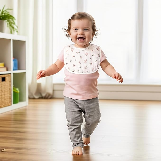 6-Pack Muslin Baby Bibs for Unisex Boys Girls, Cotton Baby Drool Bibs, Drooling and Teething Bibs for Infant