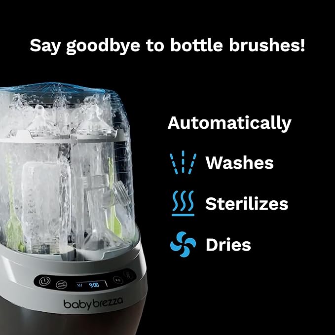 Baby Brezza Bottle Washer Pro - Baby Bottle Washer, Sterilizer + Dryer - All in One Machine Cleans Baby Essentials like Bottles + Pump Parts – Appliance to Replace Bottle Brushes and Drying Racks
