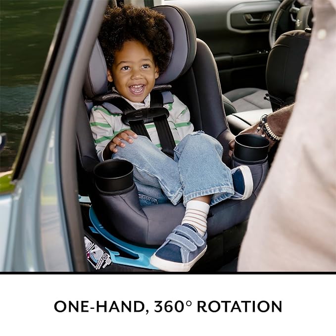 Evenflo REO by Revolve360 Rotating 2-in-1 Convertible Car Seat, 360 Degrees, Infant to Toddler, Forward and Rear Facing, Compact Design, One-time Install (Lenox)