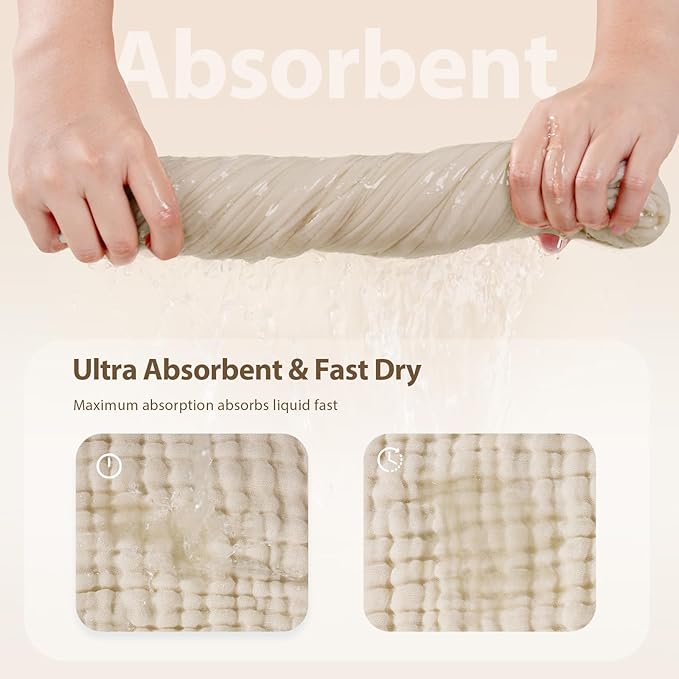 Hooded Baby Towels for Newborn - 2 Pack, 100% Muslin Cotton, Baby Bath Towels with Hood, Soft and Absorbent for Boys, Girls Infant, Toddler and Kids, Large 32x32 Inches, Newborn Essential