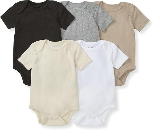 Burt's Bees Baby Organic Cotton Bodysuits – Baby Boy & Girl Short and Long Sleeve One-Pieces, 5-Pack