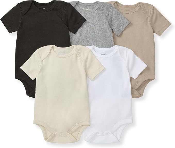 Burt's Bees Baby Organic Cotton Bodysuits – Baby Boy & Girl Short and Long Sleeve One-Pieces, 5-Pack