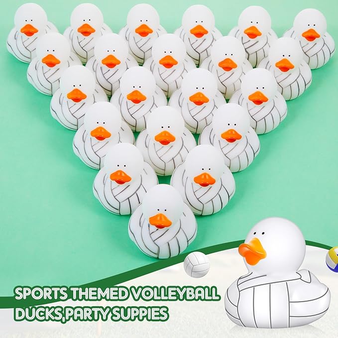 Deekin 50 Pcs Rubber Duck 2 Inch Bulk Sport Party Favors for Birthday Party Decorations Club Player Gift (Volleyball)