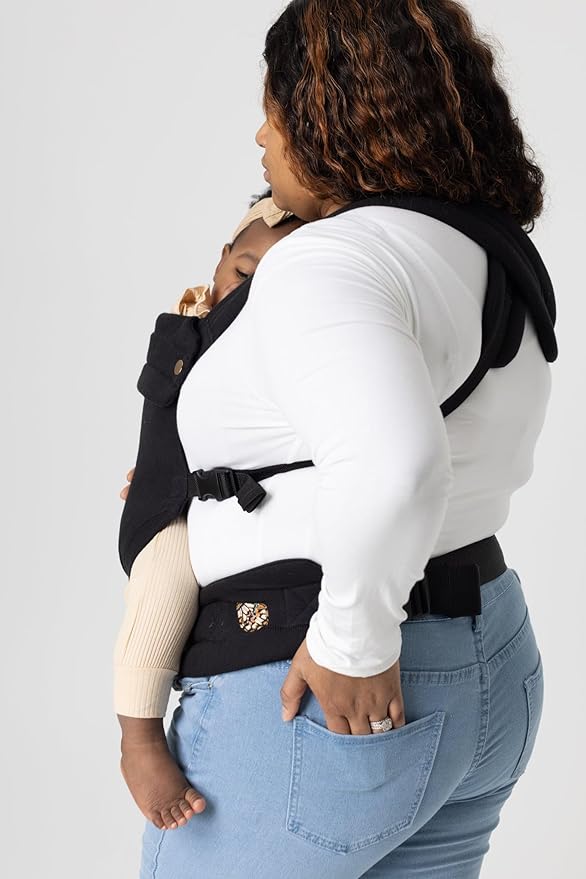 Mabē Monarch Ergonomic Baby Carrier – Premium Cotton Soft Structured Newborn to Toddler Carrier with Hip-Healthy Design, 3 Carry Positions (7-35lbs), Lightweight & Breathable, (Ebony)