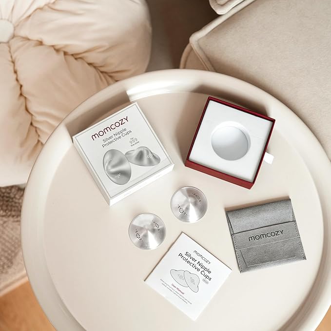 Momcozy 999 Silver Nursing Cups Original Perforated Breathable Design, 999 Silver Nipple Cover for Breastfeeding Essential,Nipple Shield for Nursing Newborn, Metal Nipple Shields, Regular Size