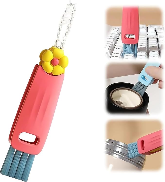 3 in 1 Cup Lid Cleaning Brush, Multifunctional Cleaning Brush Portable Cup Lid Cleaner for Bottle Gap Tight Spaces Cup, Portable Cup Lid Cleaner, 1 Pcs Red