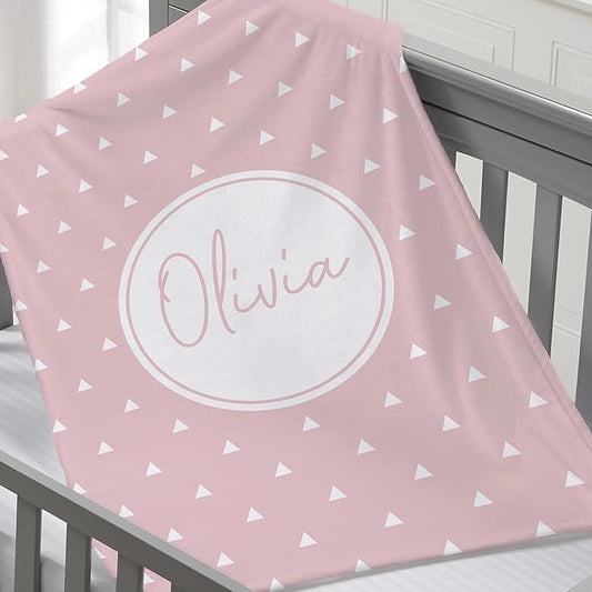 Personalized Baby Blanket for Kids Girls Boys. Custom Baby Blanket with Name for Newborn Swaddle Toddler, Nursery Decor Kids Blanket. (Simple and Sweet Personalized Baby(Pink))