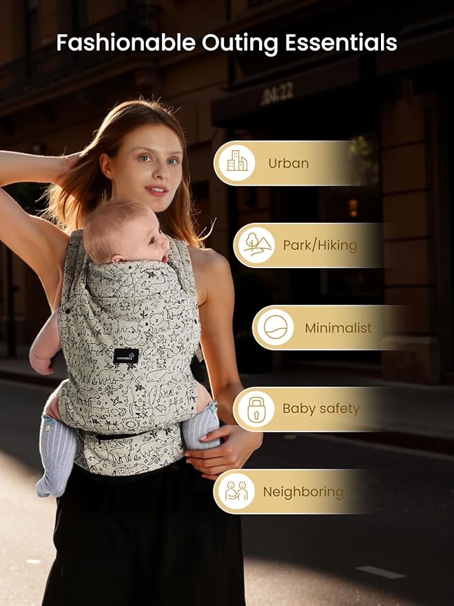 GROWNSY Baby Carrier Newborns to Toddlers, Ergonomic Baby Toddler Carrier Wraps with Head Support, Easy to Wear, Infant Carrier Baby Gift, Travel and Hiking Friendly, 7 to 44 lb (Animal)