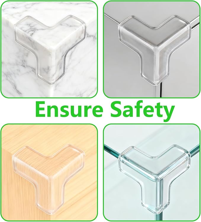 Transparent Corner Protectors - Baby Safety Edge Guards for Furniture, Clear Sharp Corner Covers for Dining Table Baby Proofing (15 Pack T-Shaped)