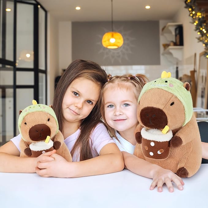 Achwishap Capybara Plush,Cute Plushies Capybara Stuffed Animals,Capybara Plush Toys,Kawaii Plushie Stuffed Toy with Dinosaur Hat Plushies Gift for Kids Adults Birthday(Capybara with Dinosaur Hat,12”)