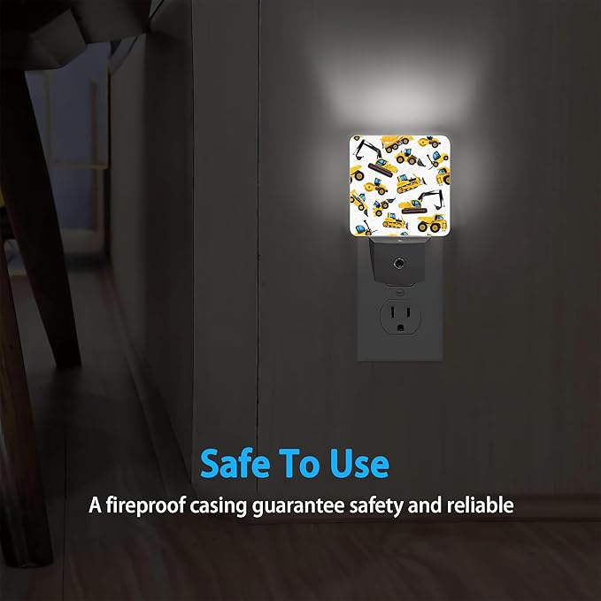 Construction Machines Night Light,Tractor Night Lights Plug into Wall Dusk to Dawn Sensor Led Lamp for Women Men,Led Lights for Stairway/Hallway/Bedroom,0.5W