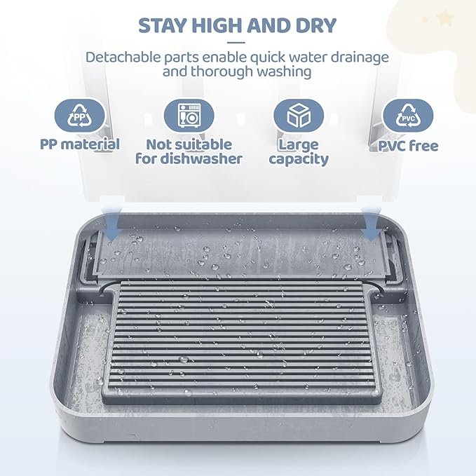 Baby Bottle Drying Rack, Baby Bottle Organizer for Countertop, Bottle Holder for Baby- Space Saving Standing Drying Rack for Baby Bottles and Brushes Part Cleaning (Gray)