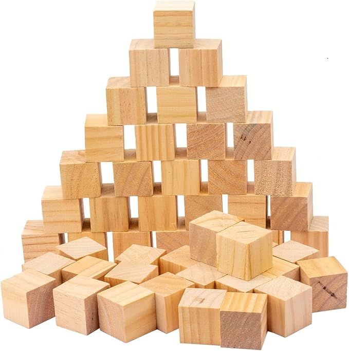 100 Pack 1 Inches Unfinished Wood Cubes Blocks - Natural Wooden Square Blocks Great for Crafts Making