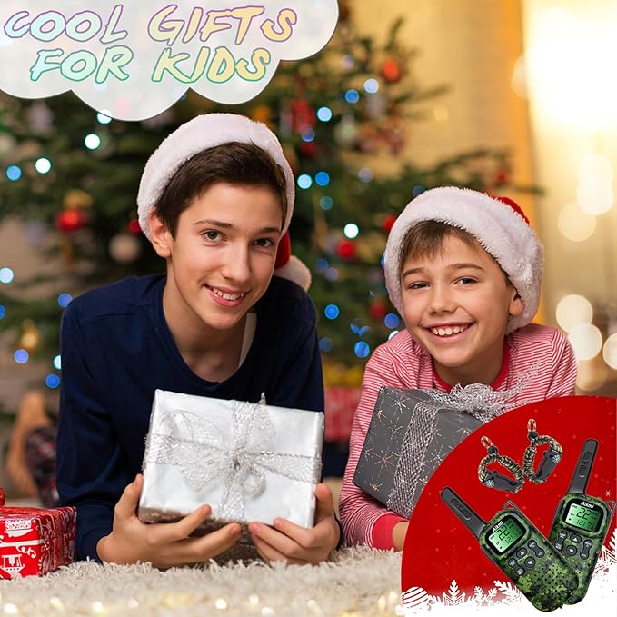 Toys for Boys Walkie Talkies for Kids 6 7 8 Year Old Boy Pretend Play Police Military Spy Hunt Camp Outdoor Toys for Kids Birthday Present Boys Gifts (Green Green)