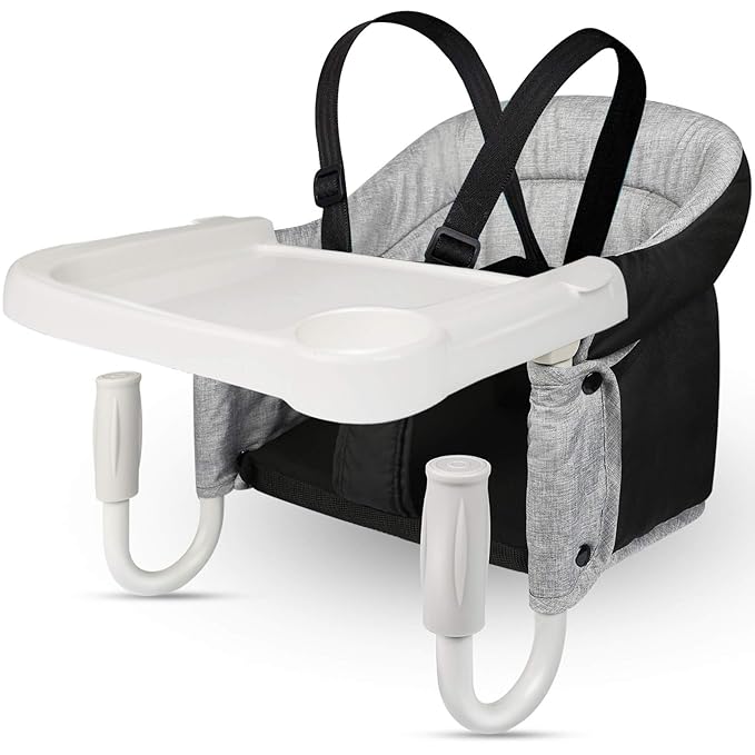 Fast Hook On Chair with Dining Tray, Fold-Flat Storage and Tight Fixing Clip Child Chair for Baby, Safe and High Load Design for Home and Travel