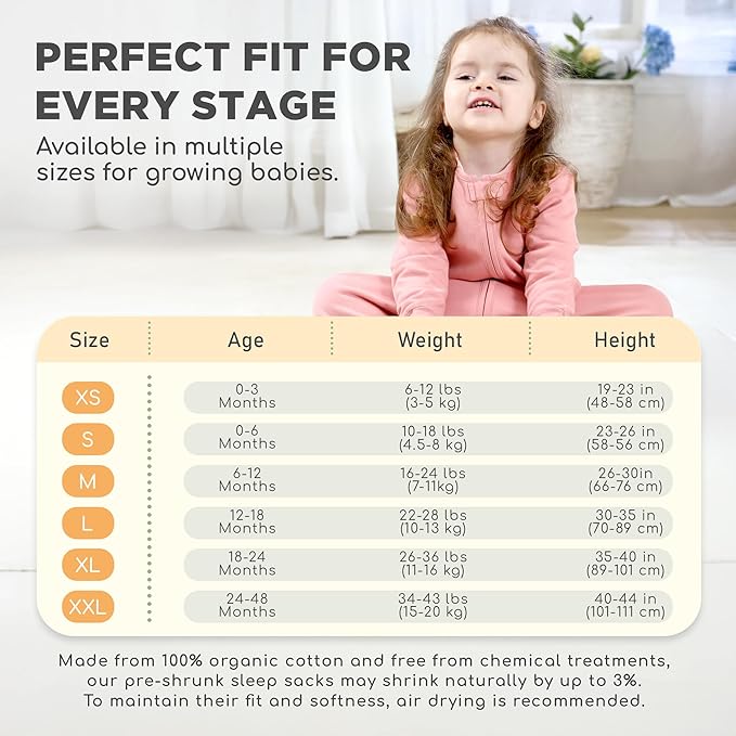 Mama Cheetah Baby Sleep Sack with Sleeves, 0.5 TOG Organic Cotton Wearable Blanket and Two-Way Zipper, Swaddle Transition Long Sleeve Sleeping Bag for Newborn Infant Toddler, 6-12 Months