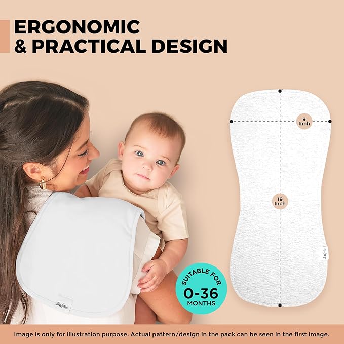 5-Pack Organic Cotton Burp Cloths – Large, Ultra-Soft 3-Layer Towels for Burping, Shoulder & Hand Use, Highly Absorbent