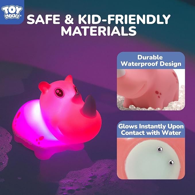 TOY Life 12 PC Animals Light Up Bath Toys for Kids, No Hole Glow Bath Toys for Kids Ages 4-8, Baby Toddler Bath-Time Gifts for Easter, Halloween, Christmas, Ideal for Shower, Bathtub, Swimming Pool
