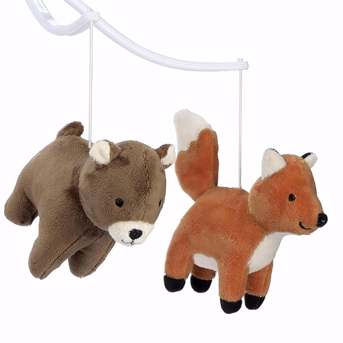 Bedtime Originals Sleepytime Bear & Fox Musical Baby Crib Mobile Soother Toy