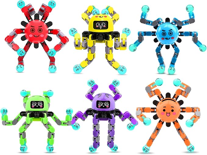 Transformable Fidget Spinner Toys for Kids and Adults,6 PCS Finger Sensory Toy for Boys Girls Autism ADHD Relief,Gifts for Chrismas Birthdays Party Favors for Teens Travel Stocking Stuffers