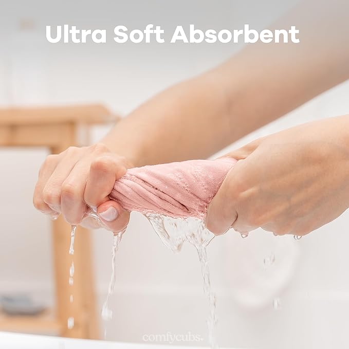 Comfy Cubs Muslin Baby Washcloths 10 Pack - Soft 6-Layer Cotton Wash Cloths for Sensitive Skin - 10"x10" Large, Gentle, Absorbent Infant Essentials for Newborn and Toddlers - Lace