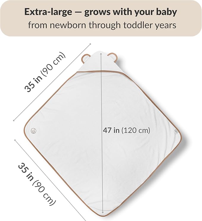 Premium Hooded Baby Towel - Super Soft & Absorbent, 100% Rayon from Bamboo, 35x35 in, Perfect for Newborn, Baby, Toddler, Infant, Bath
