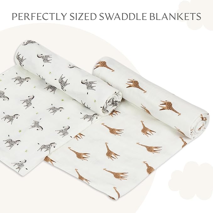 Muslin Baby Swaddle - Breathable Receiving Blankets for Newborn Baby, 70% Viscose derived from Bamboo, 30% Spandex, Imported