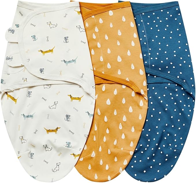 insular Baby Swaddle Wrap, Swaddle Blanket for Newborn and Infant, Adjustable Velcro Swaddling Set for Boy and Girl, Soft Cotton Baby Sleep Sack 3 Pack, Dachshund, Small(0-3M)