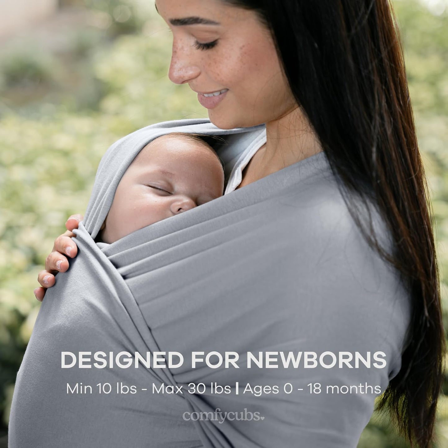 Comfy Cubs Baby Wrap Carrier - Soft & Secure Fit Cotton Blend Baby Carrier Newborn to Toddler - Hands-Free & Lightweight Infant Wrap - Adjustable, One Size Fits All Toddler Sling - Slate Grey