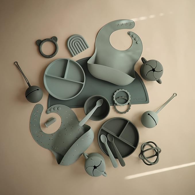 mushie Silicone Placemat for Kids | BPA-Free Non-Slip Design (Dried Thyme)