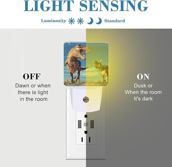 3D Dinosaur World Night Light for Kids, LED Night Light Plug into Wall with Dusk to Dawn Sensor for Girls Boys Women Men Room Decor, Hallway, Kitchen, Bathroom, Nursery, Stairs
