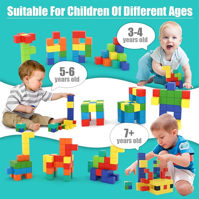 100 PCS Magnetic Building Blocks, for Toddlers Age 3-5, for Kids Ages 4-8,Magnetic Cubes, Preschool Educational Sensory Magnet Toys for Boys and Girls