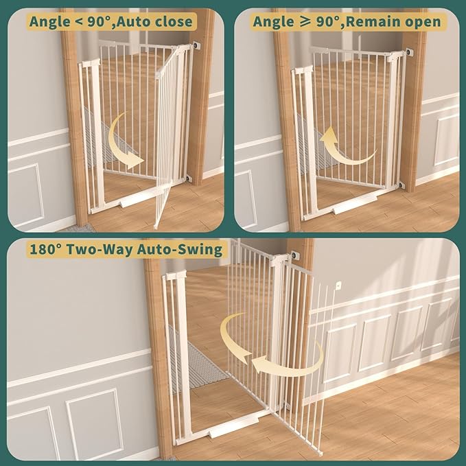 40.55" Tall 1.37" Ultra Narrow Spacing Dogs Pets Baby Gate for Doorway Hallway Safety Proof Indoor 34.05-45.86" Extra Wide Puppy Pressure Mounted No Drill Walk Through White Metal